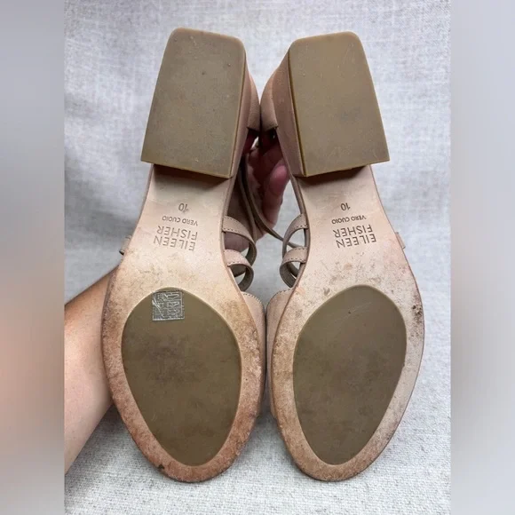 Eileen Fisher‎ strappy low heel Kyra sandals, tan nubuck suede size 10 casual - Picture 8 of 9